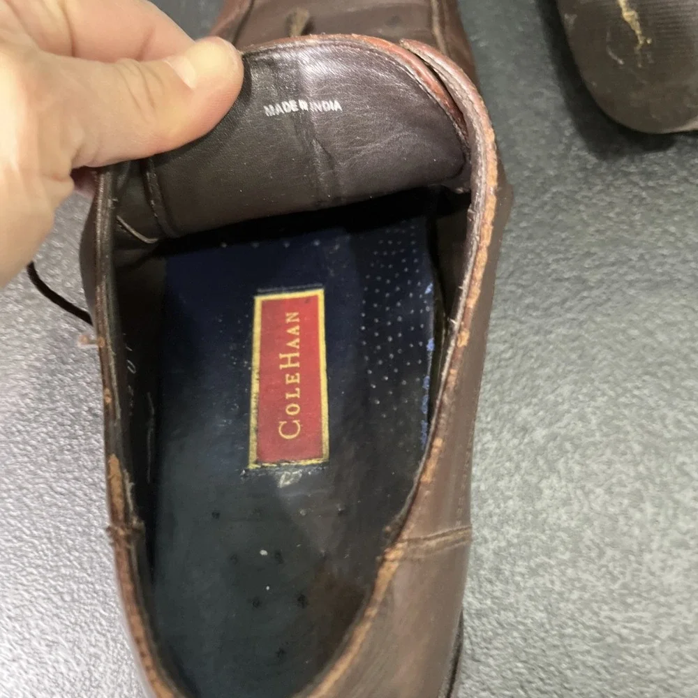 Cole Haan Oxford‎ Mens 11 Brown Waterproof Apron Toe Leather Dress Shoes Classic